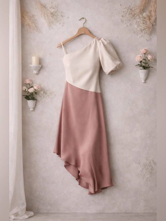 Anthropologie Faux Leather Midi Dress 16W One Shoulder NWT